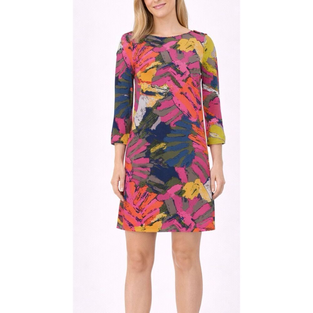 Tibi 100% silk abstract print shift dress size 0